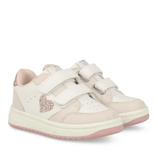 Baskets BLANC Fille Motif Coeurs Scratch