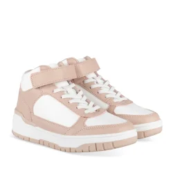 Baskets BLANC Fille Motif Uni Scratch + Elastique