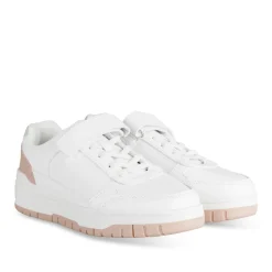 Baskets BLANC Fille Motif Uni Scratch + Elastique