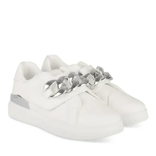 Baskets BLANC Fille Motif Chaîne Scratch