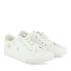 Baskets BLANC Fille Motif Etoiles Lacets