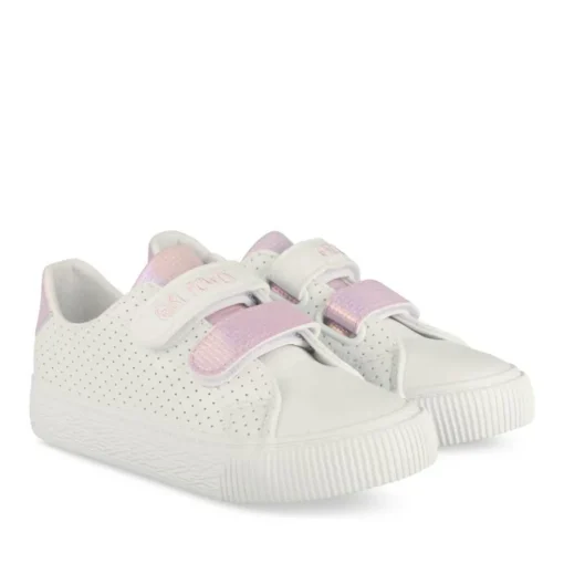 Baskets BLANC Fille Motif Uni Scratch