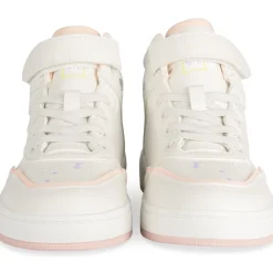 Baskets BLANC Fille Motif Uni Scratch + Elastique