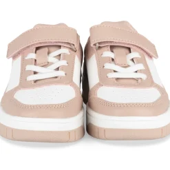 Baskets BLANC Fille Motif Uni Scratch + Elastique