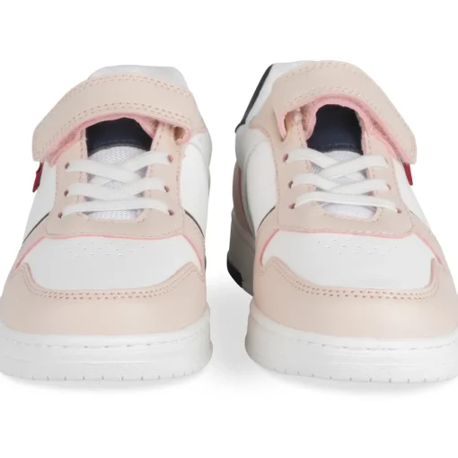 Baskets BLANC Fille Motif Uni Scratch + Elastique