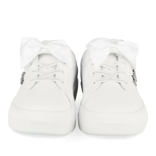 Baskets BLANC Fille Motif Uni Scratch