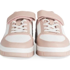 Baskets BLANC Fille Motif Uni Scratch + Elastique