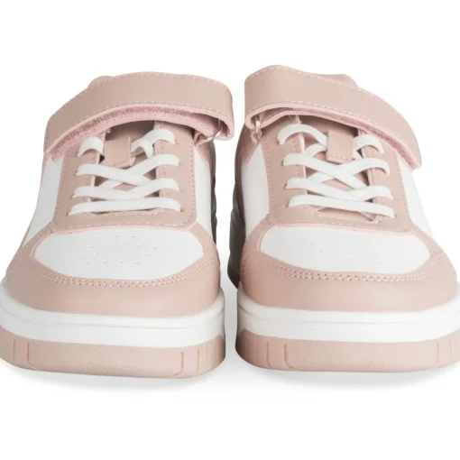 Baskets BLANC Fille Motif Uni Scratch + Elastique