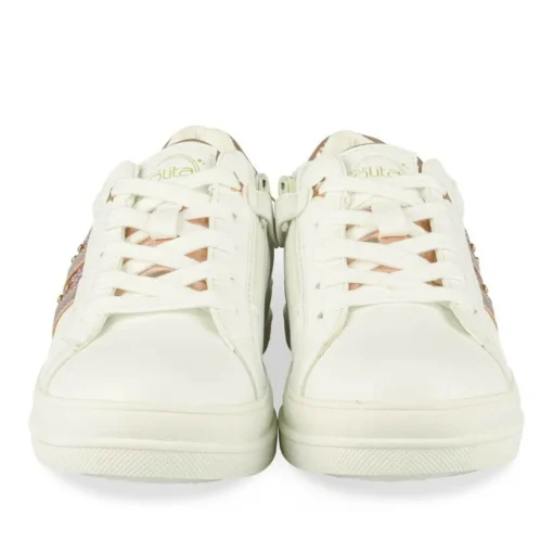 Baskets BLANC Fille Motif Paillettes Lacets