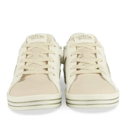 Baskets BLANC Fille Motif Paillettes Lacets