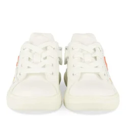 Baskets BLANC Fille Motif Fleuri Lacets