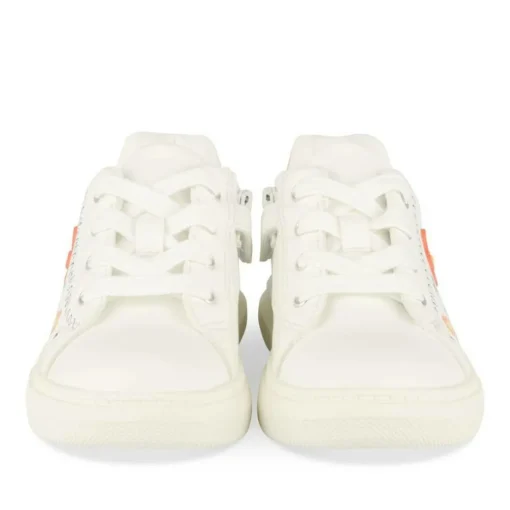 Baskets BLANC Fille Motif Fleuri Lacets
