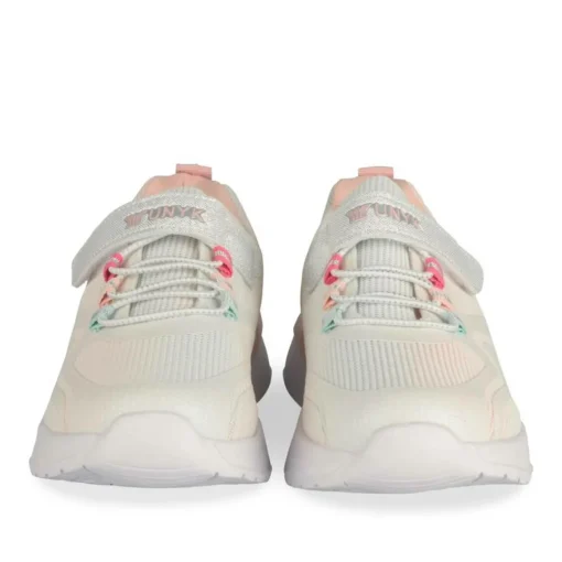 Baskets BLANC Fille Motif Paillettes Scratch