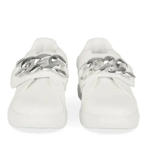 Baskets BLANC Fille Motif Chaîne Scratch
