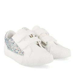 Baskets BLANC Fille Motif Paillettes Scratch