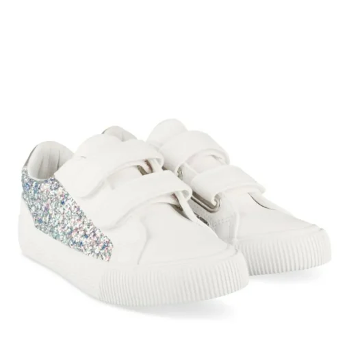Baskets BLANC Fille Motif Paillettes Scratch