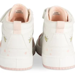 Baskets BLANC Fille Motif Uni Scratch + Elastique