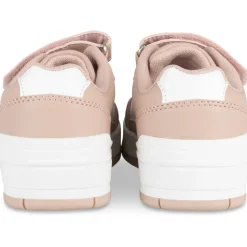 Baskets BLANC Fille Motif Uni Scratch + Elastique