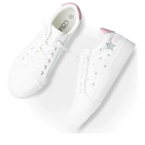 Baskets BLANC Fille Motif Etoiles Fermeture éclair