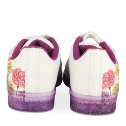 Baskets BLANC Fille Motif Paillettes Scratch