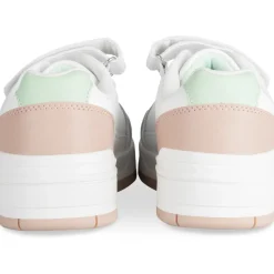 Baskets BLANC Fille Motif Uni Scratch + Elastique