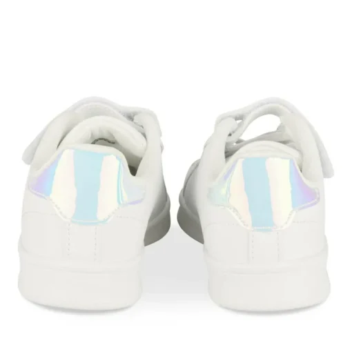 Baskets BLANC Fille Motif Iridescent Scratch