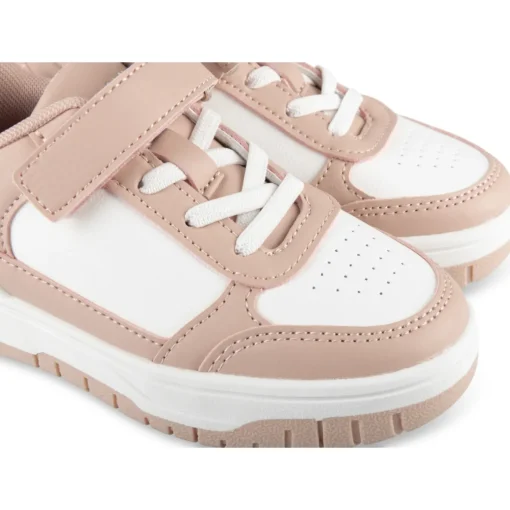 Baskets BLANC Fille Motif Uni Scratch + Elastique