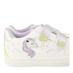Baskets BLANC Fille Motif Licorne Scratch