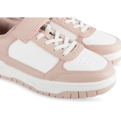 Baskets BLANC Fille Motif Uni Scratch + Elastique