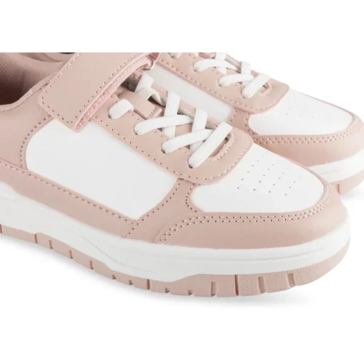 Baskets BLANC Fille Motif Uni Scratch + Elastique