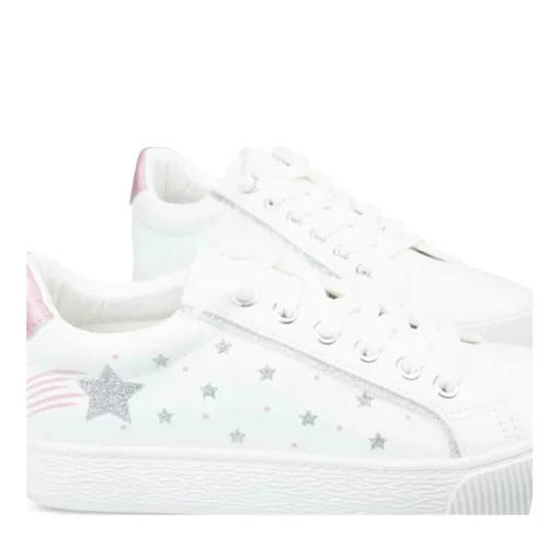 Baskets BLANC Fille Motif Etoiles Fermeture éclair