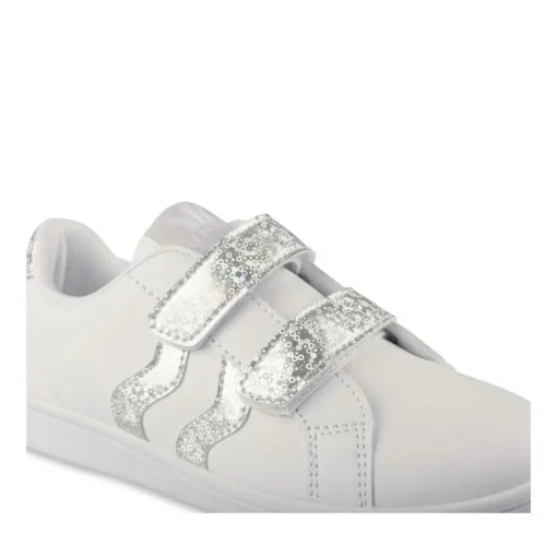 Baskets BLANC Fille Motif Uni Scratch