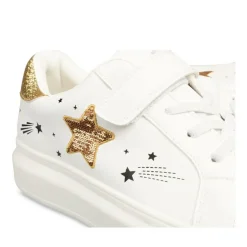 Baskets BLANC Fille Motif Etoiles Scratch