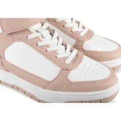 Baskets BLANC Fille Motif Uni Scratch + Elastique