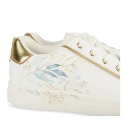 Baskets BLANC Fille Motif Fleuri Lacets