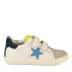 Baskets BLANC Garçon CUIR Motif Etoiles Scratch