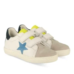 Baskets BLANC Garçon CUIR Motif Etoiles Scratch