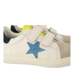 Baskets BLANC Garçon CUIR Motif Etoiles Scratch
