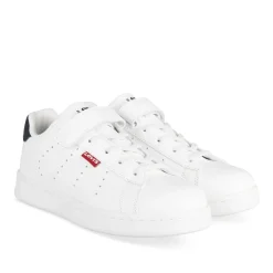 Baskets BLANC Garçon Motif Uni Scratch + Elastique