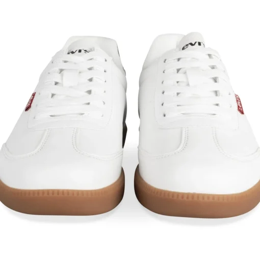 Baskets BLANC Garçon Motif Uni Scratch + Elastique