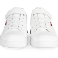 Baskets BLANC Garçon Motif Uni Scratch + Elastique