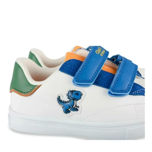 Baskets BLANC Garçon Motif Dinosaure Scratch