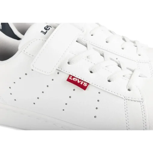 Baskets BLANC Garçon Motif Uni Scratch + Elastique