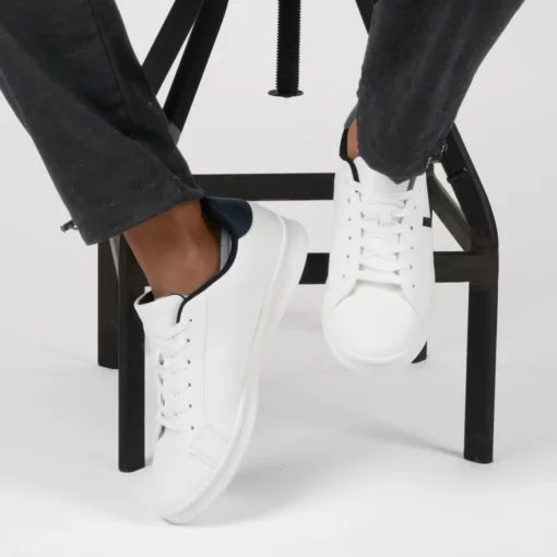 Baskets BLANC Homme Motif Uni Lacets