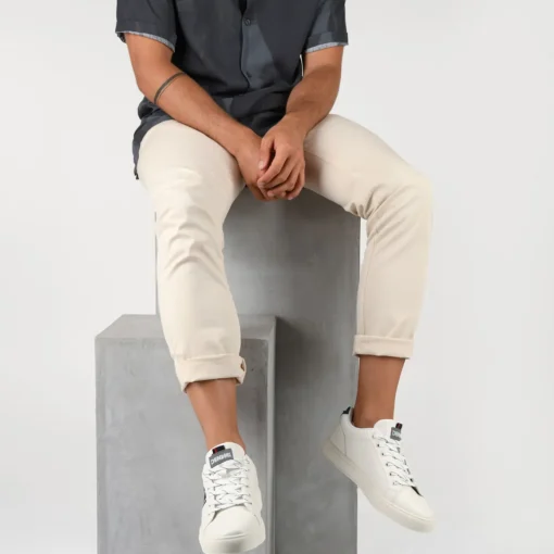 Baskets BLANC Homme Motif Uni Lacets
