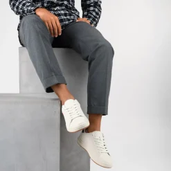 Baskets BLANC Homme Motif Uni A Enfiler