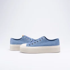 Baskets BLEU Femme Motif Uni Lacets