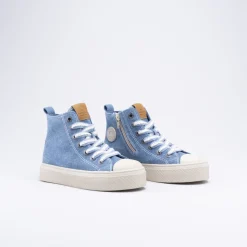 Baskets BLEU Fille Motif Uni Lacets
