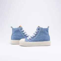 Baskets BLEU Fille Motif Uni Lacets