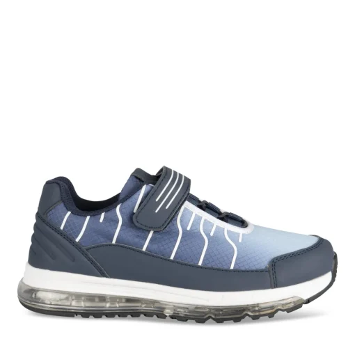 Baskets BLEU Garçon Motif Uni Scratch + Elastique